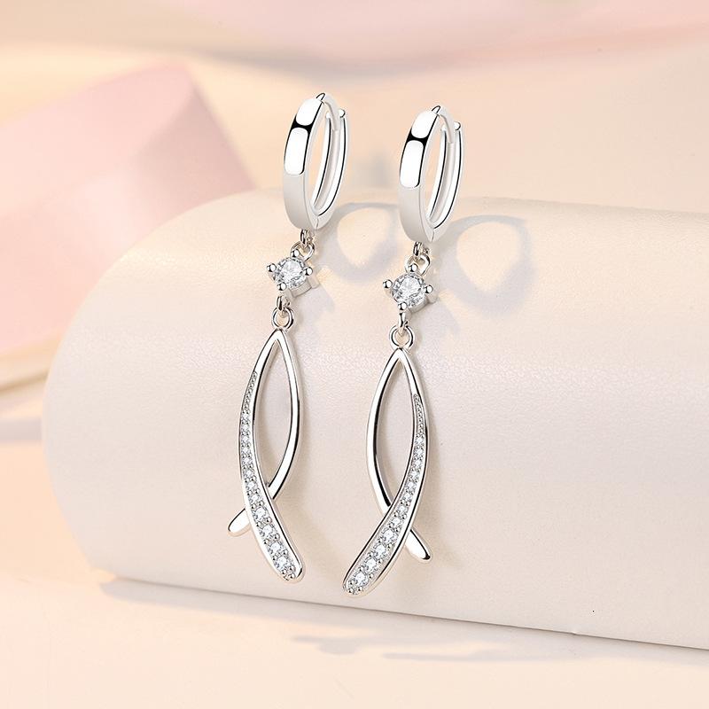 KOFSAC 925 Silver Mermaid Earrings Long Fishtail Shiny Women Jewelry Fashion Female Earrings