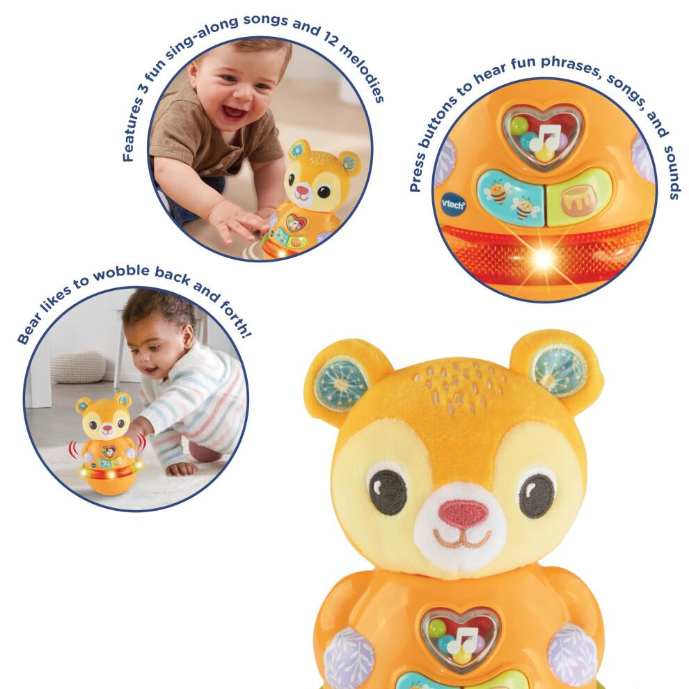 VTech Baby Rock and Roll Bear, Interactive Wobble Toy with Motion Sensor for Cause and Effect Play, Phrases, Sounds and Songs for Sensory and Motor