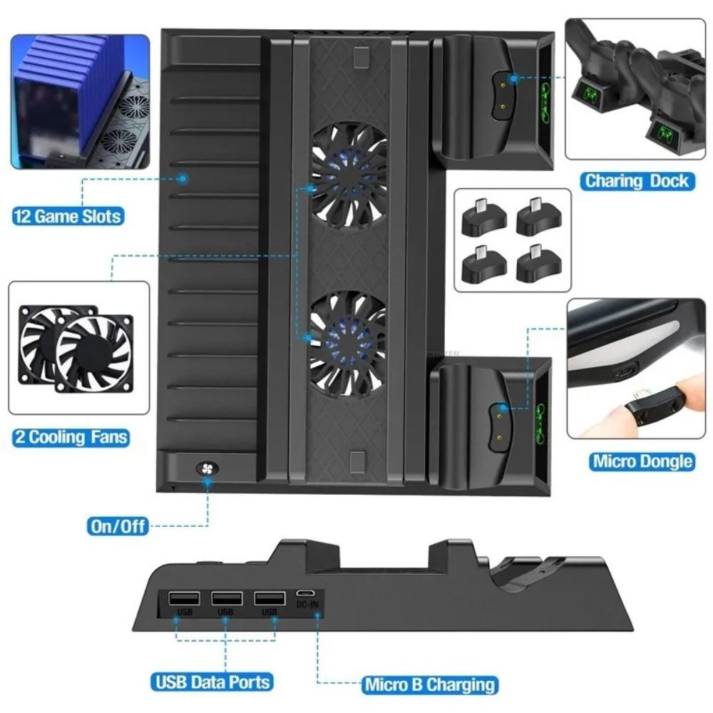 Support pour console de jeu Sony PS4 Playstation Play Station PS 4 Pro Slim Ventilateur Support Contrôleur Accessoires de Contrôle Station d'accueil de Base