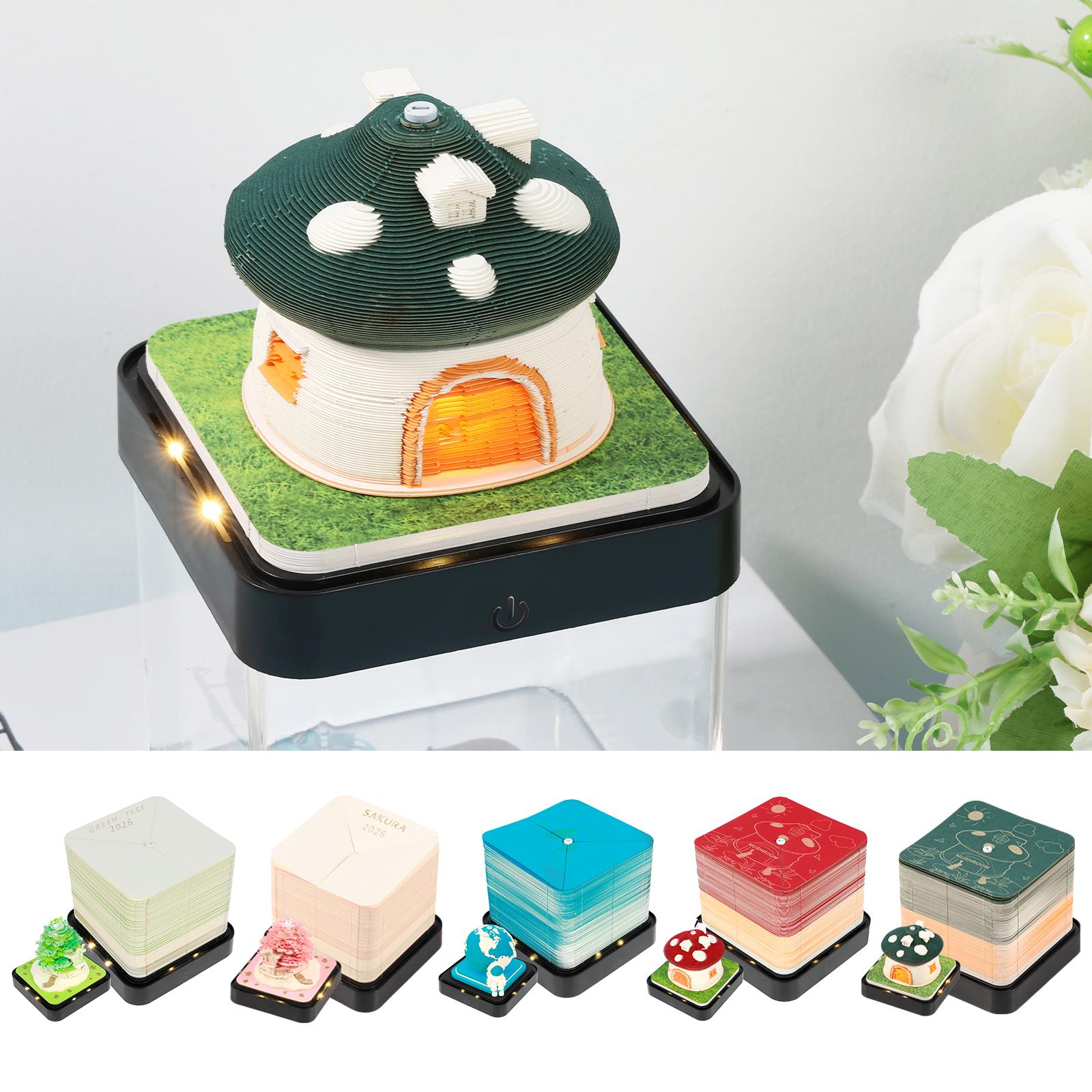 2026 Calendar 3D Notepad Creative 3D Three-Dimensional Note Book with LED Light and  Acrylic Box for Desk Office Home Decoration