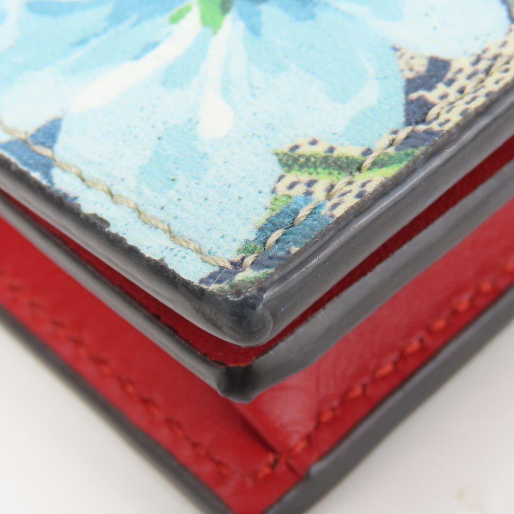 Used GUCCI Bifold Wallet 546372 Blooms Flower print GG Supreme Canvas Blue beige Compact wallet