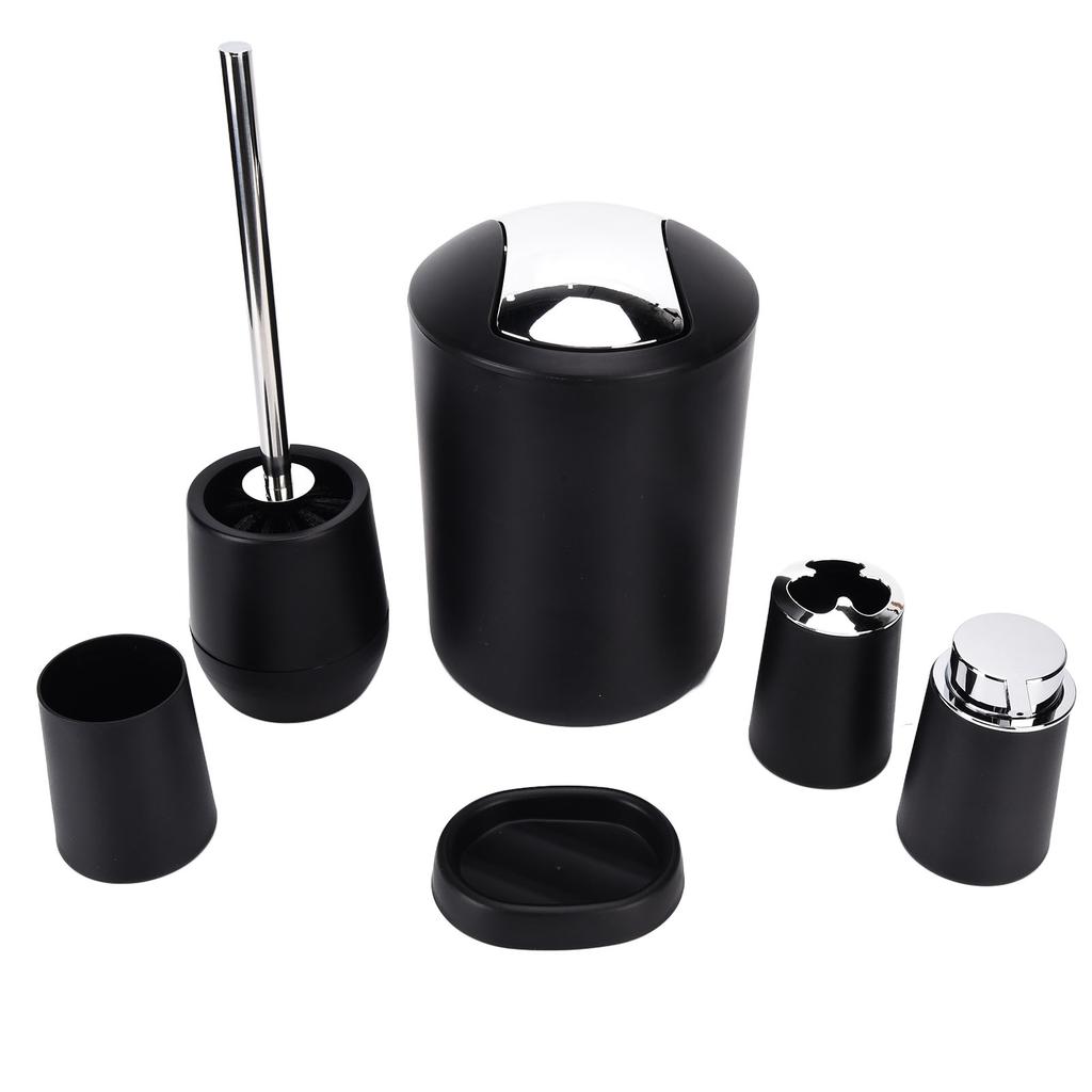 6Pcs Set Bathroom Accessories Set Electroplating Toothbrush Holder Trash Can Kit for Home