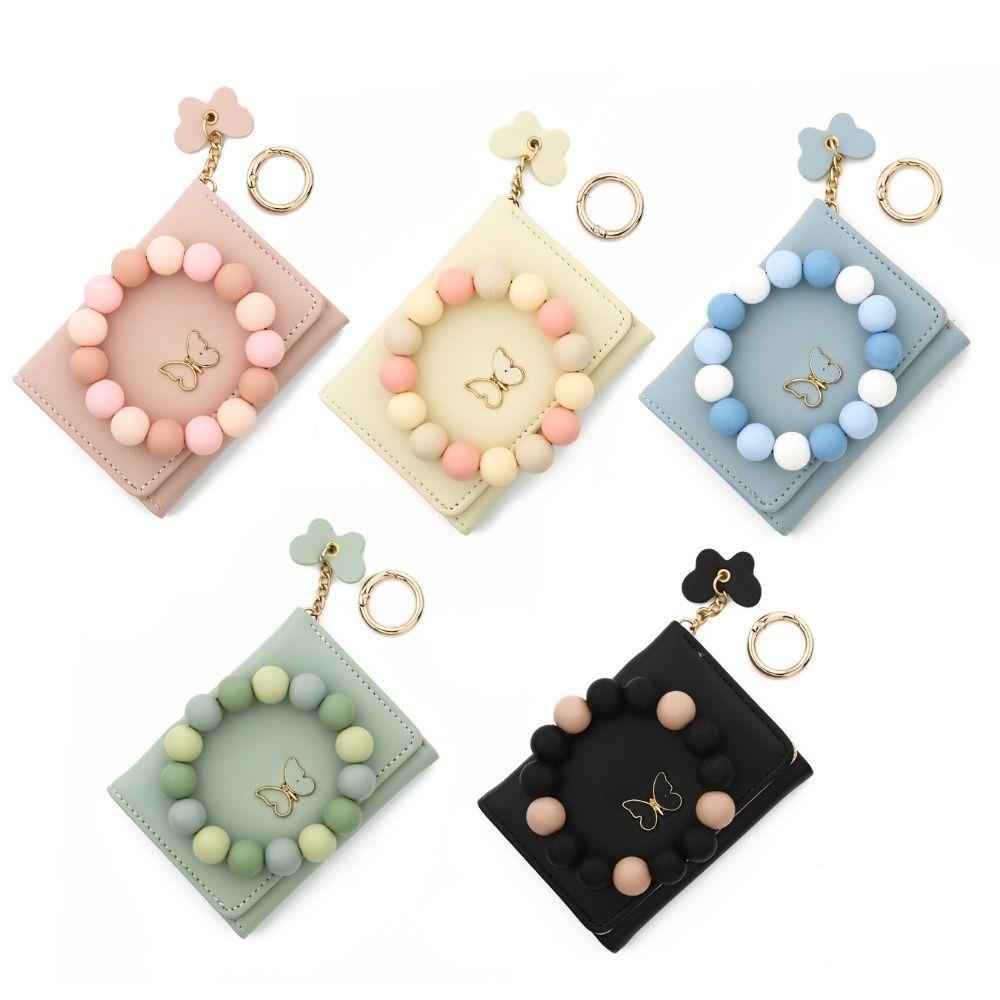 Boho Style Butterfly Wristlet Wallet Keychain Butterfly Charm Bangle Wallet Keychain  Cards Storage