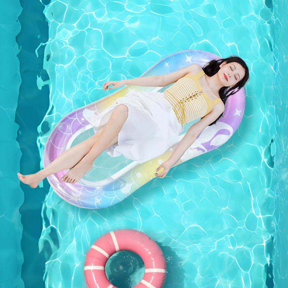 Flotteur Gonflable à Paillettes Hamac d'eau Chaise Flottante Fraise Florale pour Adultes Siège de Bouée Flottante Tapis de Plage