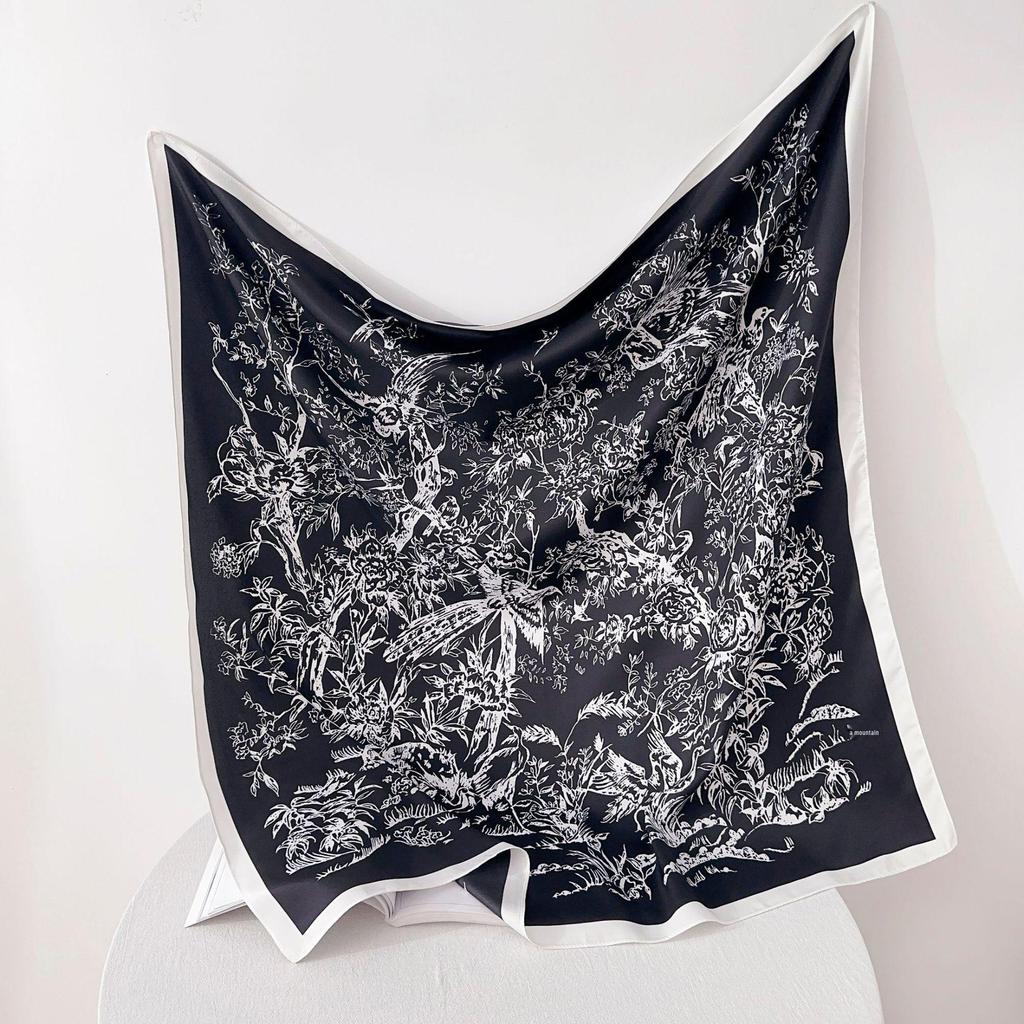 90×90 Großer Hochwertiger Schwarz-Weiß Gestreifter Schal: Professionelle Halsbekleidung, Stirnband & Sonnenschutz-Kopftuch