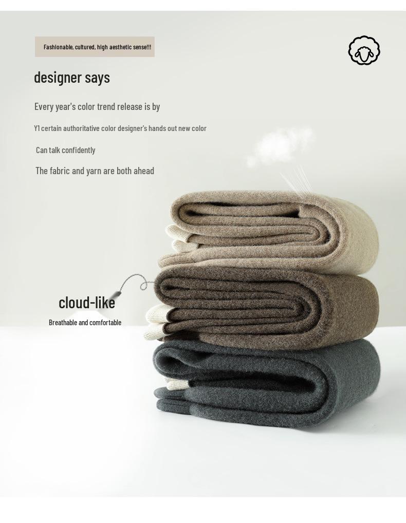 100% Wool High Waist Slimming Knit Pants: Fashionable Solid Color Elastic Skinny Pants for Women, Autumn Winter Collection