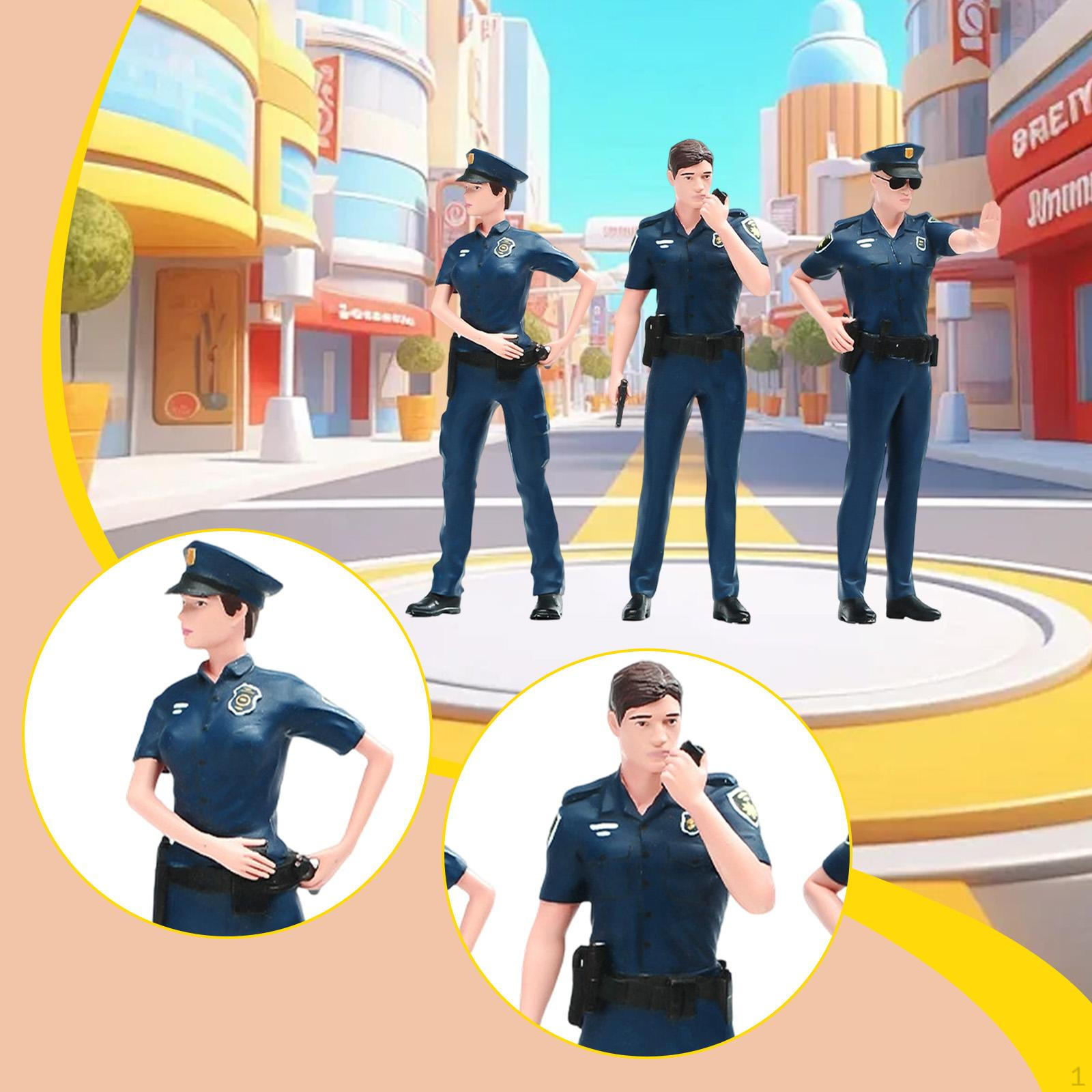 

3 Pieces 1/24 Scale Police Figures Diorama Accessories Layout Miniature Scene Models for Birthday