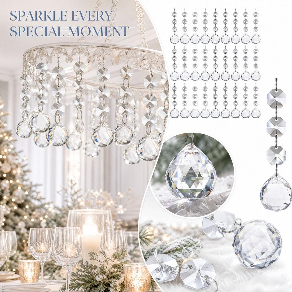 Christmas Snowflake Ornaments, & Acrylic Hanging Pendants, 30 Pack, Wedding Party Decor, 12cm
