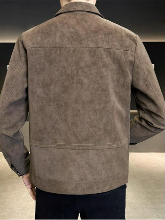 Men's Premium Suede Jacket — Trendy Autumn/Winter 2025 Lapel Shirt Style