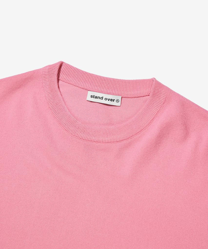 Seutaendeuobeo Crop Round Neck Knit [Dusty Rose]