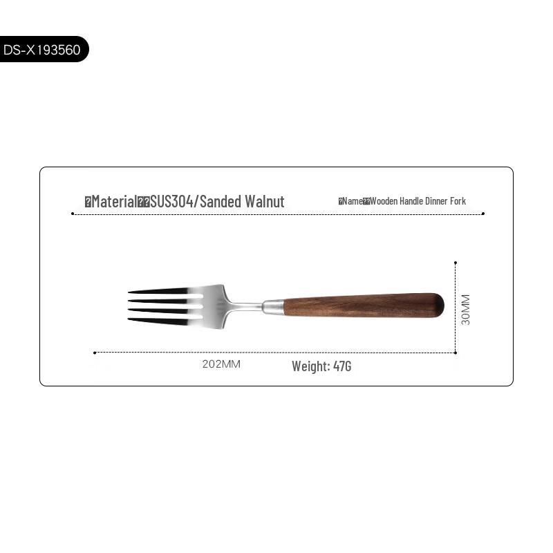 Walnut Handle 304 Stainless Steel Dinner Forks
