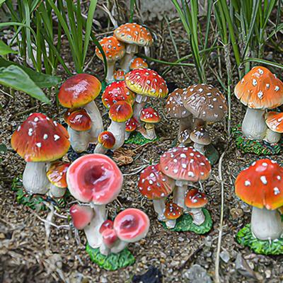 Garden Figurine Eco-friendly UV Resistant Resin Mushroom Statue Succulent Bonsai Decor for Home