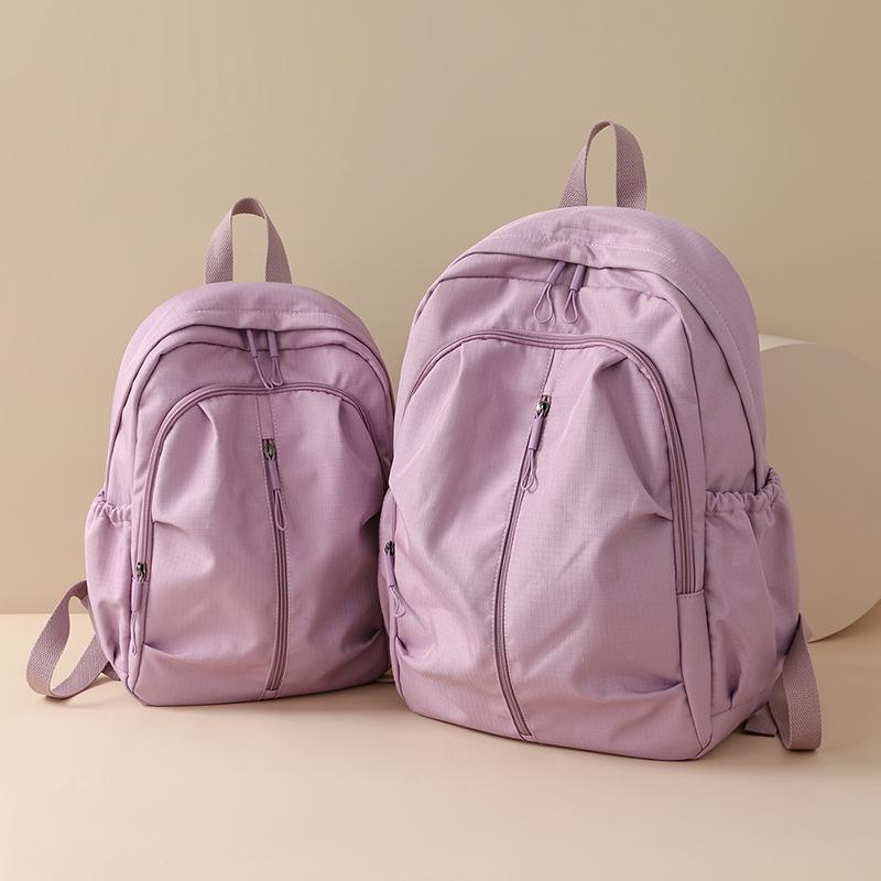 Solid Color Travel Backpack Water-Repellent Large Capacity Schoolbag for Middle School Students