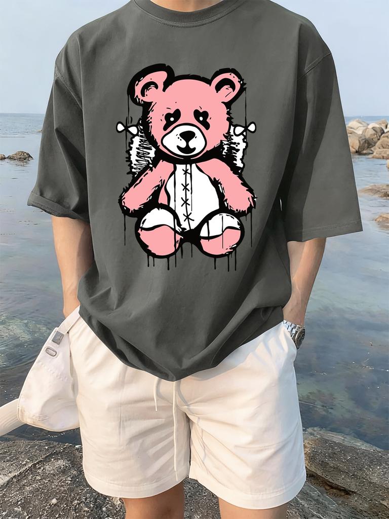 Cartoon Bear Preparing To Rest Prints TShirts Womens Summer Cotton Tops ONeck Comfortable Loose Short Sleeve Casual Clothes
