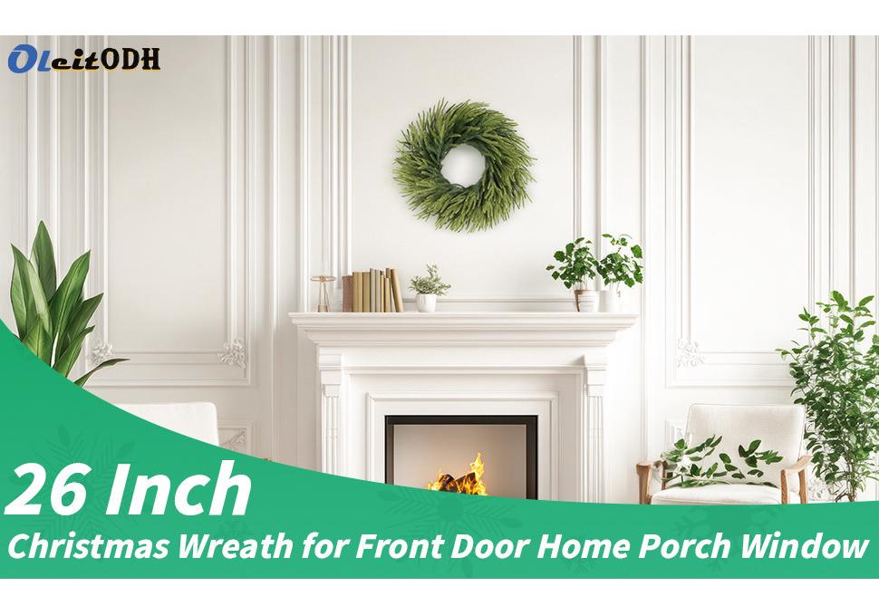 22" Realistic Christmas Norfolk Pine Wreath with Soft Touch Pine Needles and Cypress Vine