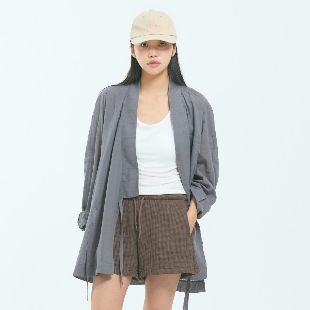 LEESLE Breeze Jeogori — Korean Modern Hanbok Shirt Jacket | Lightweight Sheer Summer Blouse | Sky Blue / White / Grey