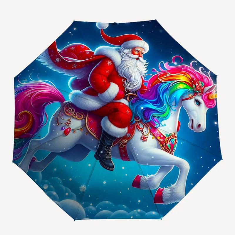 1pc Rainbow Unicorn Automatic Folding Umbrella, Portable 3-Fold Design with 8-Bone Iron Frame, Perfect for Festivals, Travel, Daily Use, and Gift Givi