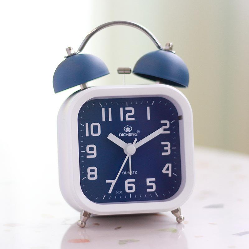 Nordic Style Fashionable and Simple Creativity Metal Ringing Alarm Clock Mute Alarm Clock Student Bedroom Luminous Clock Watch
