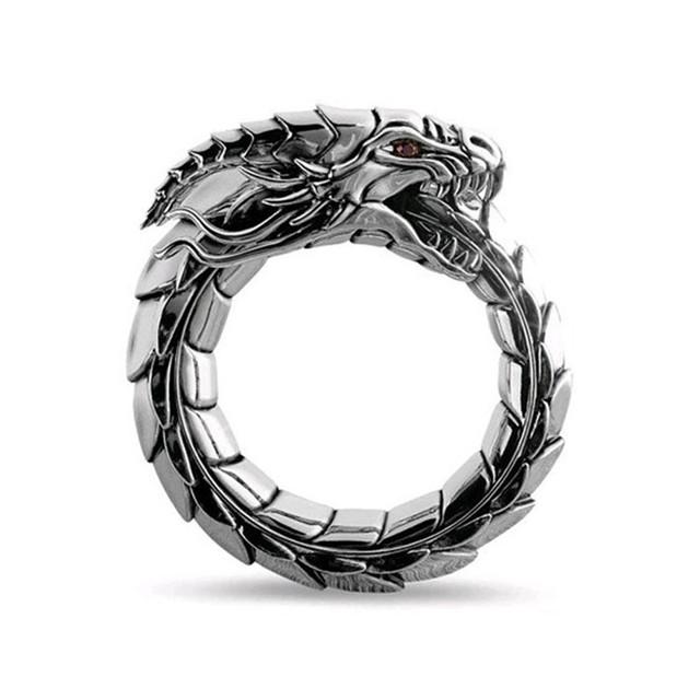 Gothic Punk Vintage rustfritt stål Dragon Ring Menn Amulett Dragon Mytologi Dyr Menns Ring Retro Viking Dragon Ring Smykker
