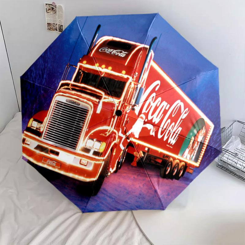 1PC Coca-cola American Flag Automatic Umbrella - Suitable Travel Outdoor Portable Umbrella Birthday Gift Daily Essentials