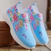 Fashion Crystal Floral Women's Knitted Sneakers Summer New Breathable Air Mesh Casual Shoes Woman Light Weight Walking Sports Flats