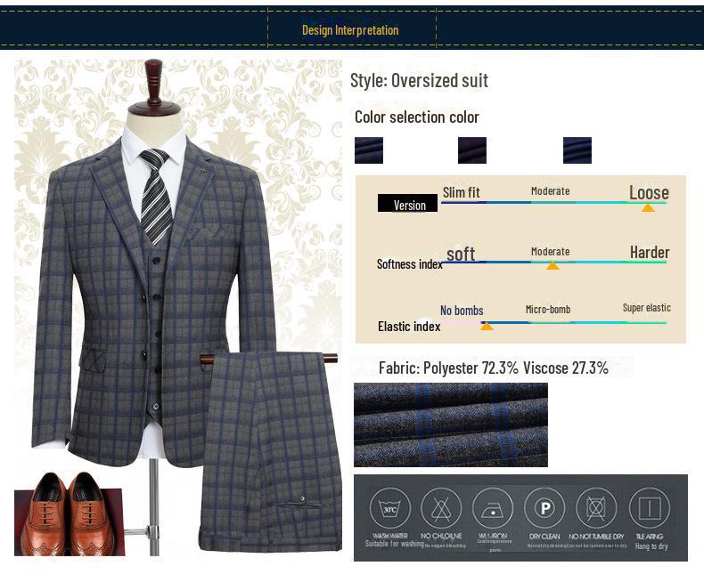 Men's Plus-Size Casual Business Suit - Autumn/Winter Korean Style