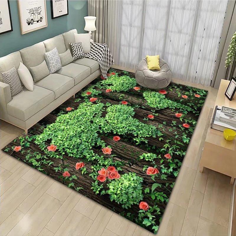 3D Green Lounge Carpet Home Living Room Decor Chamomile Flower Pattern Decoration Bedroom Room Rug Soft Fluffy Bedside Floor Mat
