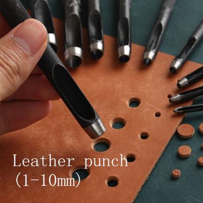 Round Hollow Punch Set 12Pcs/14pcs Leather Craft Punch Tool Hollow Hole Punch Cutter Tool for Watch Bands Belts Canvas Paper (1-10MM)