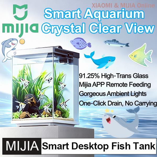 Novo Tanque de Peixes Inteligente de Mesa Mijia 10L Alimentação Remota Via APP Sistema de Filtragem Profissional Funciona Com Mi Home CN