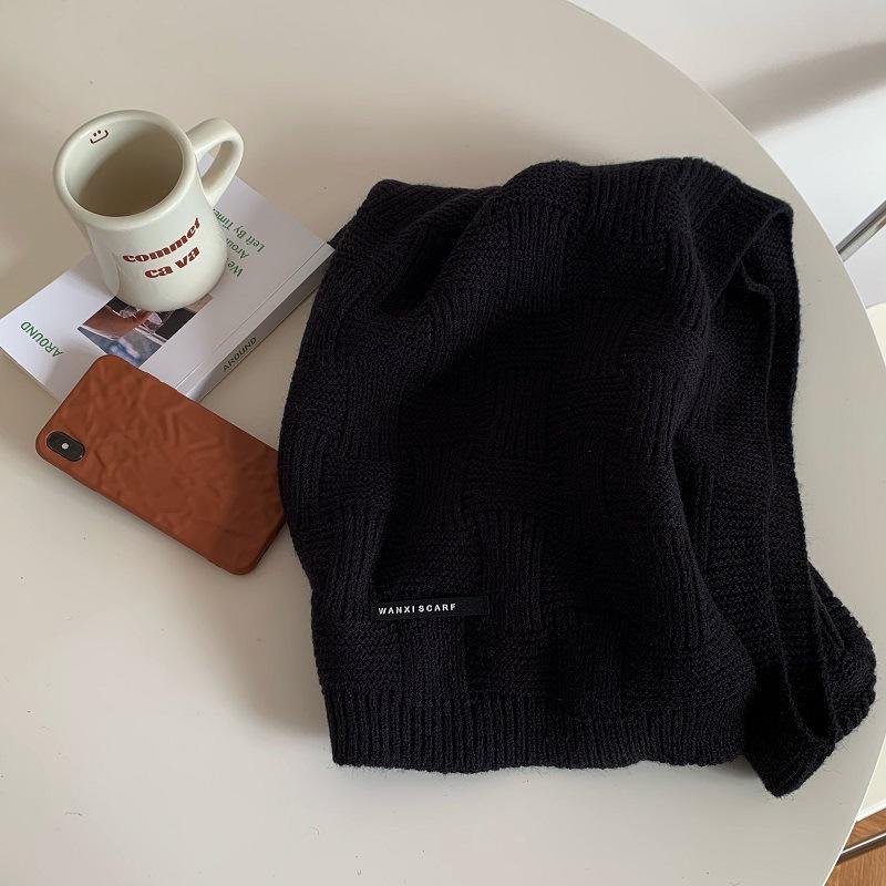 

Retro Green Scarf Women s Winter Soft Solid Color Wool Warm Scarf чорний