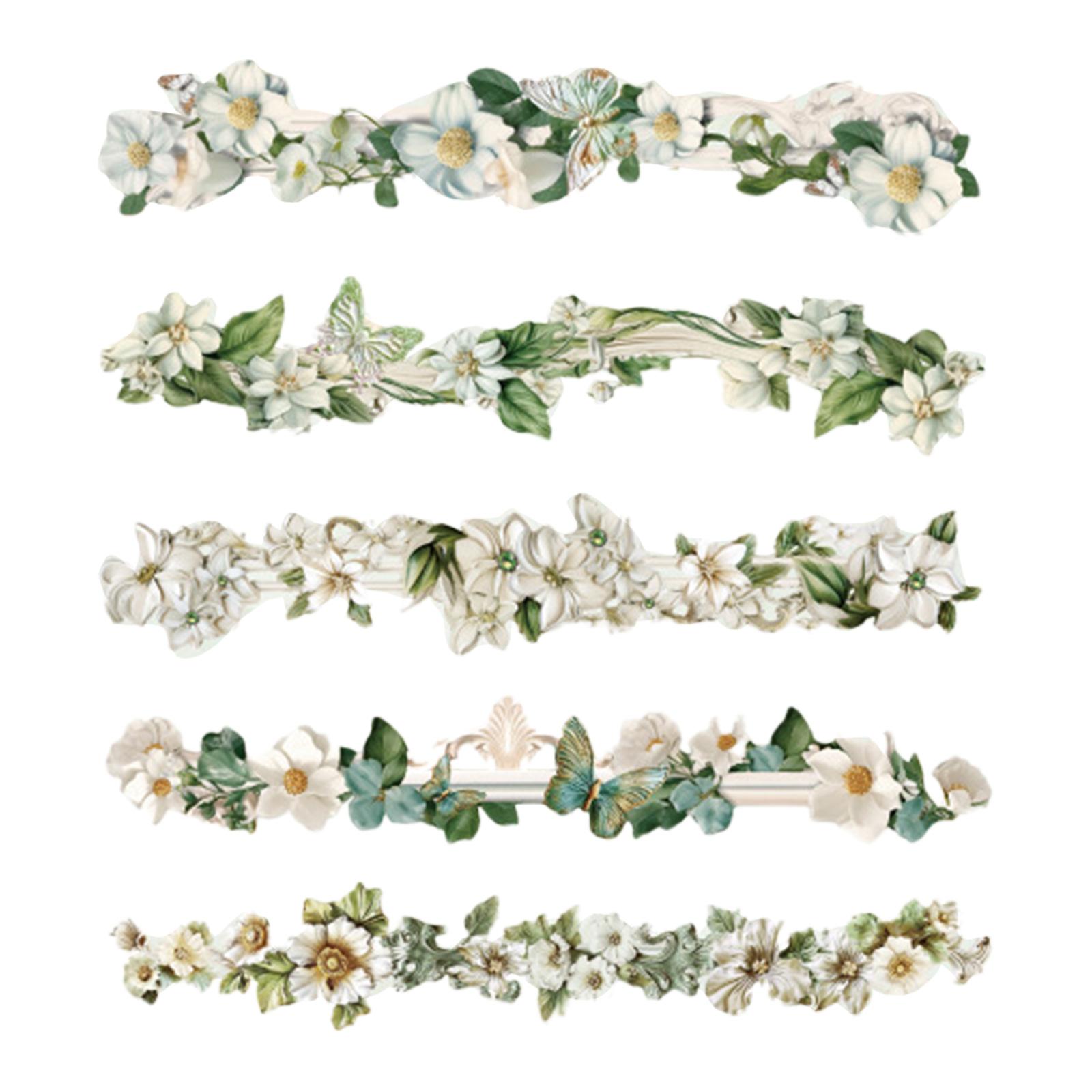 

10 шт. Декоративная наклейка с цветочным бордюром, самоклеящаяся наклейка для скрапбукинга, ежедневника, чехла для телефона, фотоальбома 3