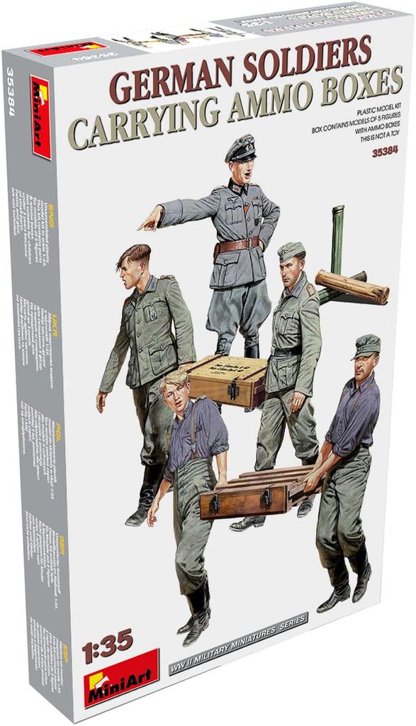 Miniart Scale German Soldiers Carrying Ammunition Boxes of Plastic Model Kit MA35384 1/35 (Set 5)