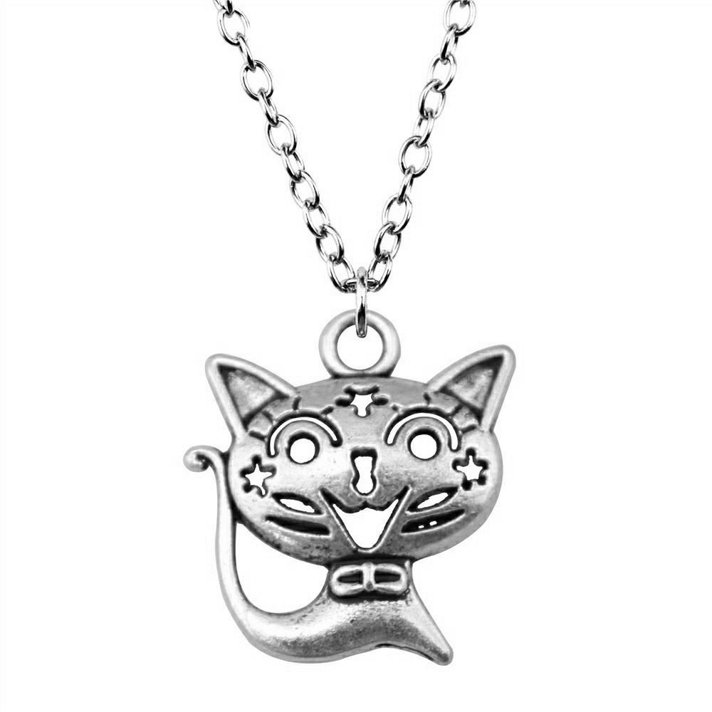 Cat Charm Necklace Cute Animal Pendant For Lovers Minimalist Pet Jewelry Gift 43cm Chain