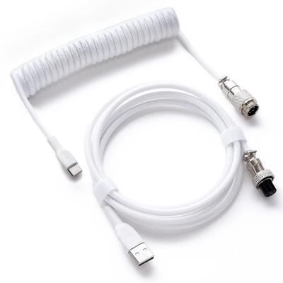 SCIOLTO Coiled USB Cable To for Wired Mechanical Keyboards and Gaming Custom [USB-A USB-C] Keyboards, Cable, Type-C (White)