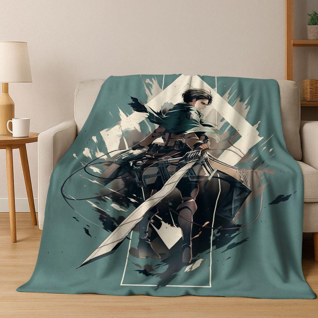 2026 New Anime Attack on Titan Eren Mikasa Cartoon Flannel Blanket,Cozy Soft Throw Blanket for Home Bedroom Bed Sofa Cover Kids