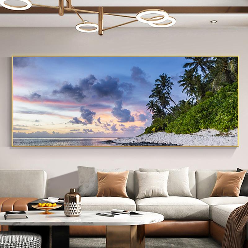 Naturalny Morski Pejzaż na Płótnie Obraz Sztuka Ścienna Pejzaż Wakacje Błękitne Niebo Plakaty i Druki do Salonu Dekoracja Domu
