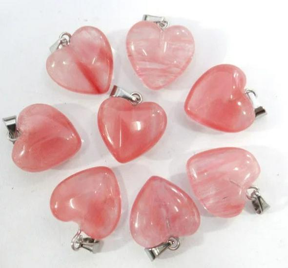 20MM Heart-Shaped Natural Crystal Stone Pendant Necklace DIY Accessory