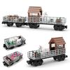 MOC Zug Tier Transport Fahrzeug Baustein Modulares Zugfahrgestell Set Schaf Pferd Kuh Schwein LKW DIY Spielzeug für Jungen