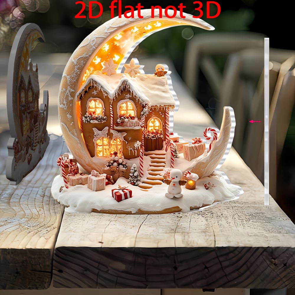 New Christmas Moon Acrylic Desktop Ornament for Home or Office