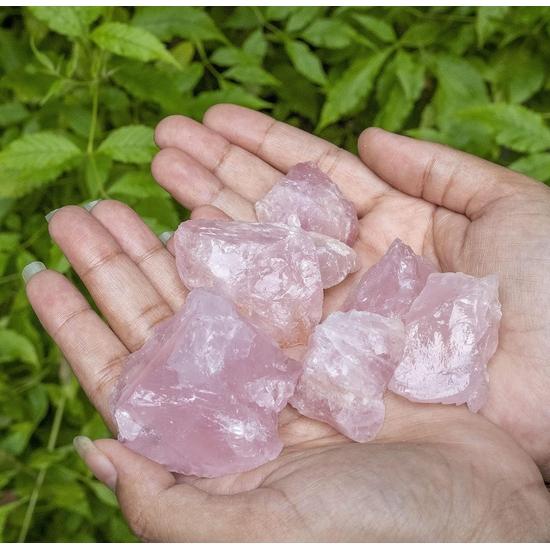Crocon Rose Quartz Bulk Raw Rough Rock Natural Gemstones Tumbling Cabbing for Energy Generator Chakra Stone Balancing Reiki  1/2 LB