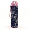 1PC Dark Blue Vintage Flower Print 750ml Color Plastic Sports Water Bottle Leakproof Flip Straw Lid Suitable for Sports Office Home Use