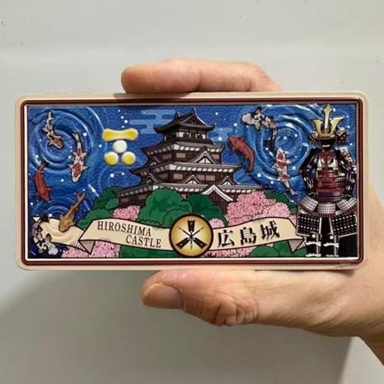 Hiroshima Castle Refrigerator Magnet Japanese Design Koi Samurai Illustration Included Rectangular 126cm Traditional Tourist Site Decorative Landscape