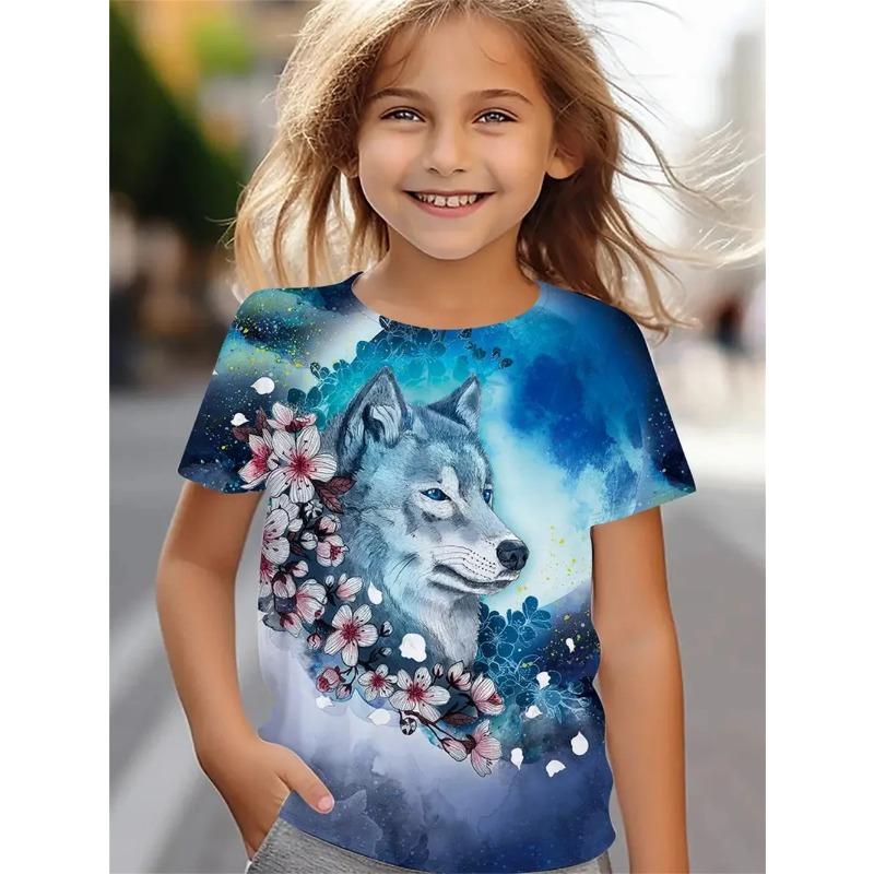 New Funny Animal 3d Print Girls' T-Shirts Party Short Sleeved Tops Tee 2025 Casual T-Shirts