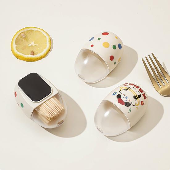 Magnetic Toothpick Box Cartoon Dog Dot Pattern Toothpick Holder Dispenser Fridge Magnet Dust-proof Kitchen Toothpick Organizer Container