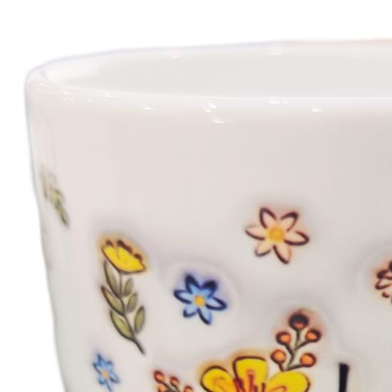 Ceramic Coffee Mug for Mom Floral Water Mug 11/15oz C-type Handle Drinking Cup Handcrafted Birthday Christmas Gift for Mom Grandma Daughter