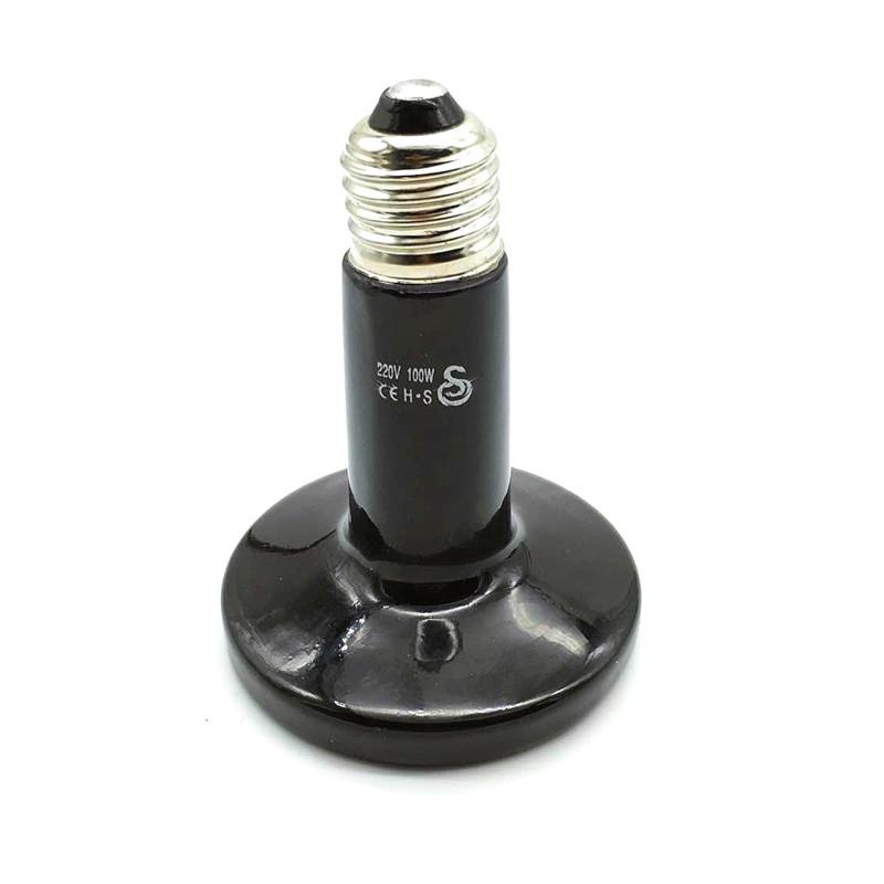 Ceramic Emitter Heat Lamp Bulb Pet Heating Light Bulb Infrared Black for Ceramic Heate Reptile Animals Heater Brooder Chocadeira