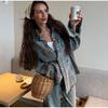 Blue Plaid Shirt Jacket Women's Spring Autumn 2025 New Elegant High-End Feel with Button Down The Front Female Casual Loose Blouses