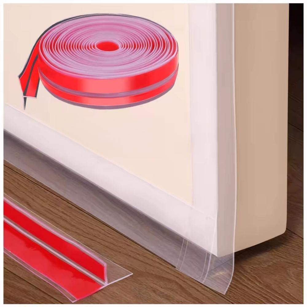 1Pc 1M/39.37in Silicone T-Shaped Door Draft Stopper Self-adhesive Weather Stripping Windproof Seal Strip for Windows Gaps Side