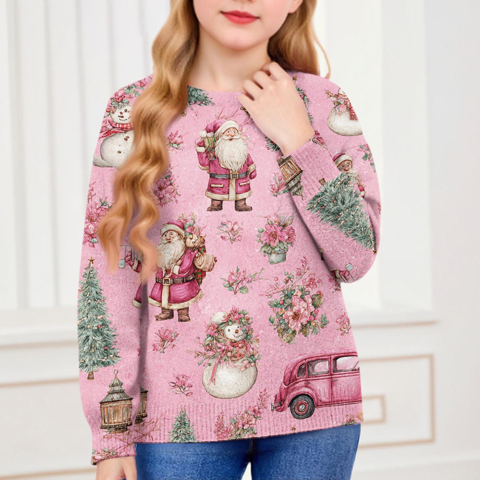 

Рождественские свитшоты для детей мальчиков и девочек вязаный свитер милая рубашка осенний пуловер с круглым вырезом топы 130