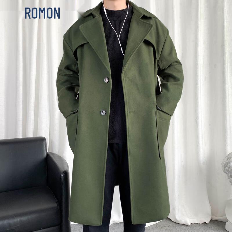 ROMON Men's Vintage Business Casual Mid-Length Windbreaker